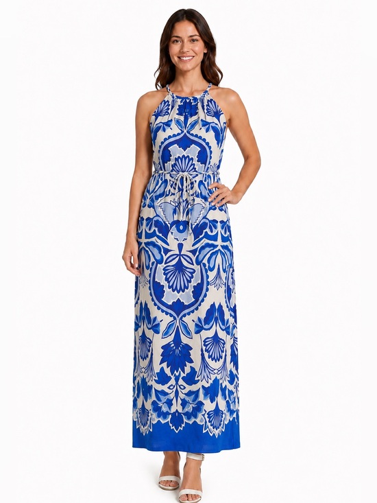 Vince Camuto Dresses & Skirts - Vince Camuto Blue White Floral Rope Trim Maxi Dress NWT Size 8